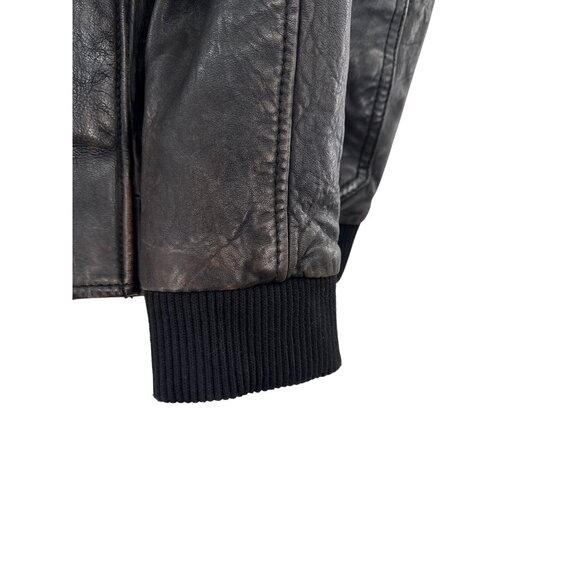 Gipsy Mens Leather Aviator Jacket Sherpa Collar Patches mens large - Picture 7 of 11